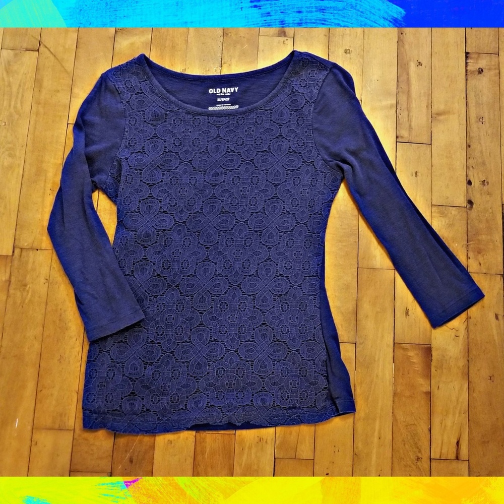 Old Navy Textured Navy Blue Top